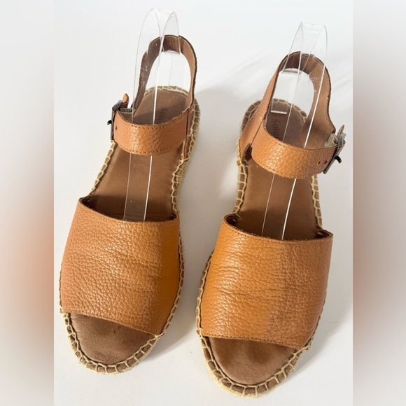 Soludos Eden Tan Leather Espadrille Sandals in Camel - Picture 3 of 13
